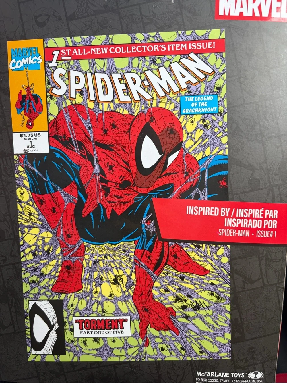 Marvel Spider-Man Red and Black Action Figure with Comic Book